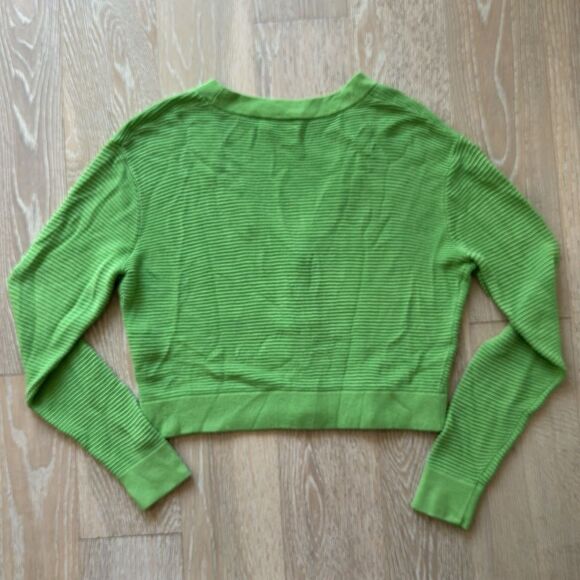 Wilfred Aritzia Light Cropped Linen-Blend Cardigan Green SzS - Picture 5 of 11